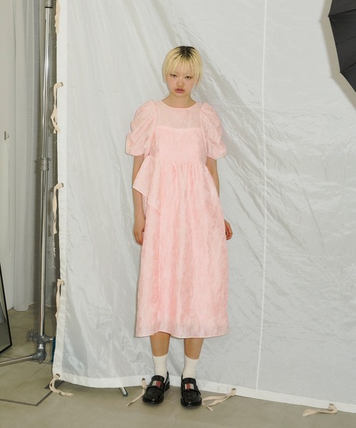 【ANDRESD】【niana】バブルスリーブジャガードドレスオケージョンドレス niana（ニアナ） ドレス バブルスリーブジャガードドレス ドット