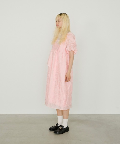 バブルスリーブジャガードドレス ANDRESD バブルスリーブジャガードドレス / bubble sleeve jacquard dress