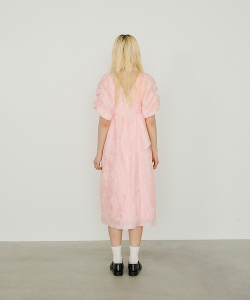 バブルスリーブジャガードドレス / bubble sleeve jacquard dress