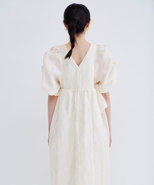 バブルスリーブジャガードドレス / bubble sleeve jacquard dress