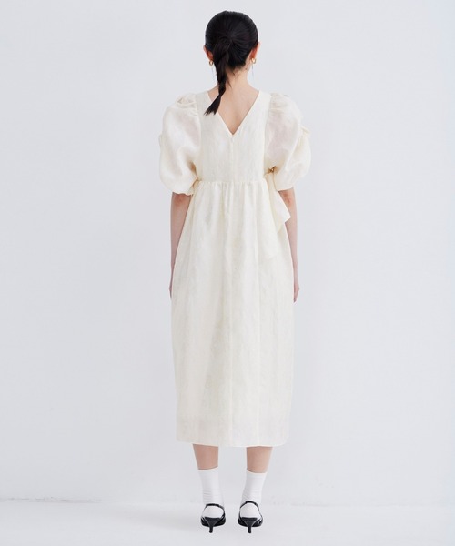 ANDRESD アンドレス バブルスリーブジャガードドレス バブルスリーブジャガードドレス / bubble sleeve jacquard dress
