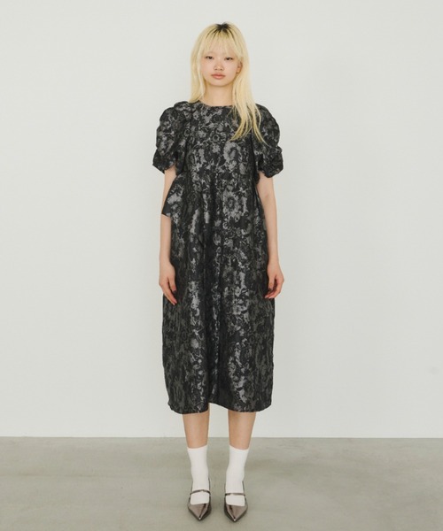 ANDRESD ◎新品◎バブルスリーブジャガードドレス ANDRESD ドレス bubble sleeve jacquard dress / バブルスリーブ