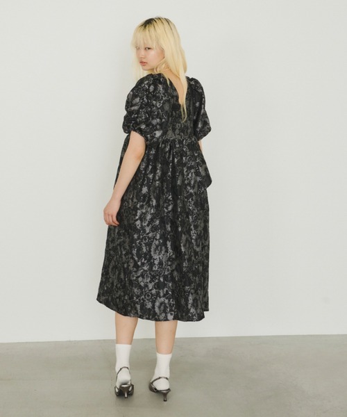 ANDRESD -アンドレスド- | BUBBLE SLEEVE JACQUARD DRESS