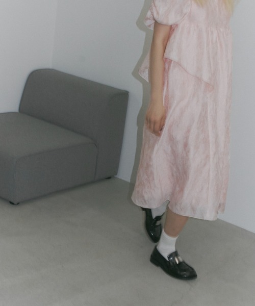 bubble sleeve jacquard dress / バブルスリーブジャガード