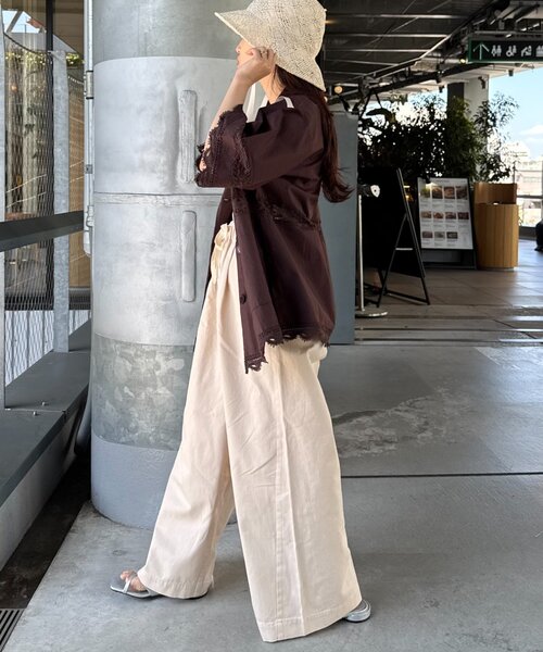 CIAOPANIC TYPY(チャオパニックティピー)の「切替レースオーバー5分袖ジャケット(シャツ/ブラウス・レディース・カーキ/ブラック/ホワイト/ブラウン・SMALL/MEDIUM)」の9枚目の写真