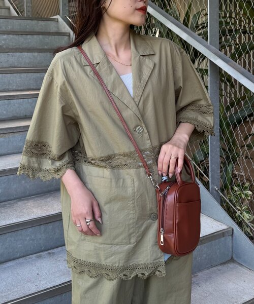 CIAOPANIC TYPY(チャオパニックティピー)の「切替レースオーバー5分袖ジャケット(シャツ/ブラウス・レディース・カーキ/ブラック/ホワイト/ブラウン・SMALL/MEDIUM)」の13枚目の写真