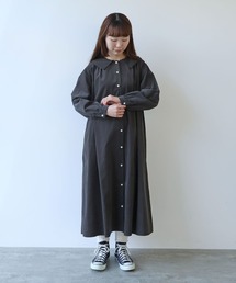 bulle de savon | 21Wシャツコール 角衿ギャザーワンピース(ワンピース)
