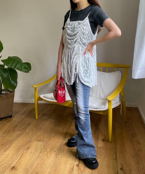 WEGO(ウィゴー)の「WEGO/ドロストデザインレースキャミワンピ(ワンピース・レディース・ホワイト・FREE)」の2枚目の写真