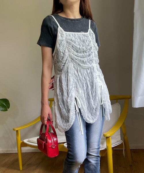 WEGO(ウィゴー)の「WEGO/ドロストデザインレースキャミワンピ(ワンピース・レディース・ホワイト・FREE)」の3枚目の写真