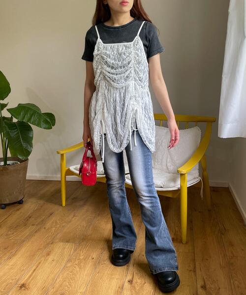 WEGO(ウィゴー)の「WEGO/ドロストデザインレースキャミワンピ(ワンピース・レディース・ホワイト・FREE)」の5枚目の写真