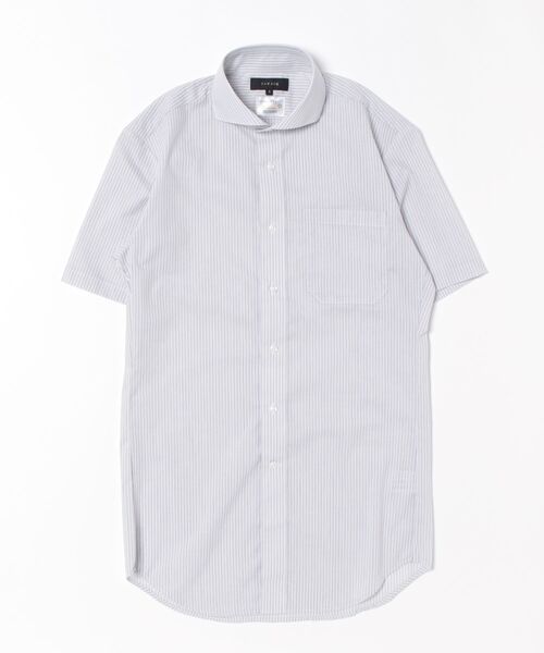TAKA-Q(タカキュー)の「ワイシャツ メンズ 形態安定 吸水速乾 綿混 カッタウェイ 半袖 ビジネス ドレス スタンダードフィット(ビジネスシャツ・メンズ・ホワイト×ブラック・3L/X-LARGE/LARGE/MEDIUM/S)」の2枚目の写真
