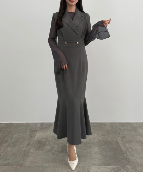 テーラーメイド ジャンパー、スカート上下セットアップ新品 セール】シアートップス＋テーラードマーメイドジャンパースカートset