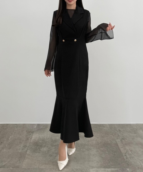 CENEA（セネア）の「シアートップス＋テーラードマーメイドジャンパースカートset（ジャンパースカート・レディース・ブラック/チャコール/モカ/ブラウン系その他/アイボリー・MEDIUM/SMALL/LARGE/X-LARGE）」の8枚目の写真