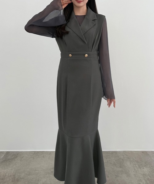 テーラーメイド ジャンパー、スカート上下セットアップ新品 セール】シアートップス＋テーラードマーメイドジャンパースカートset