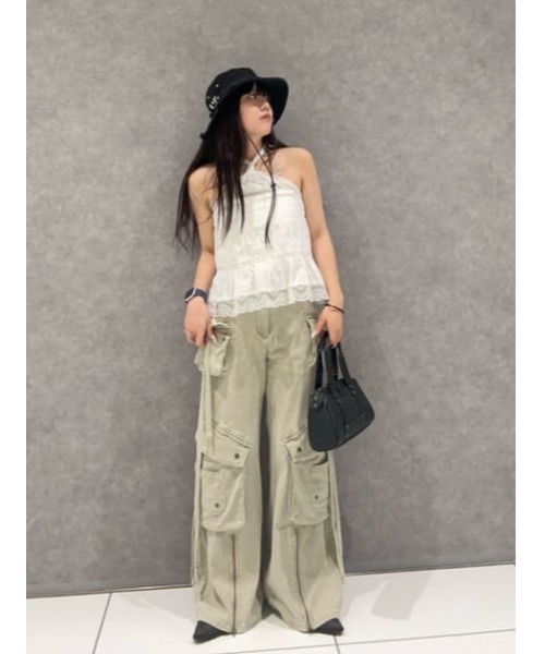 新品 LAGUA GEM WIDE FLARE CARGO パンツ ベージュ LAGUA GEM | WIDE FLARE CARGO パンツ (パンツ ) |SHEL'TTER