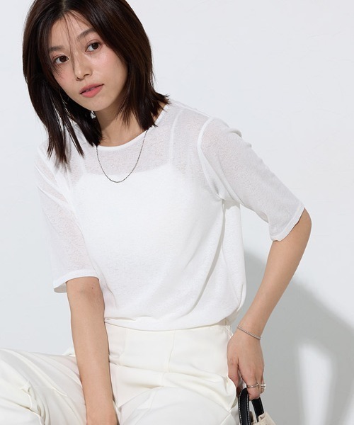 ピエロ 五分袖シアーTシャツ（Tシャツ/カットソー）｜Pierrot（ピエロ