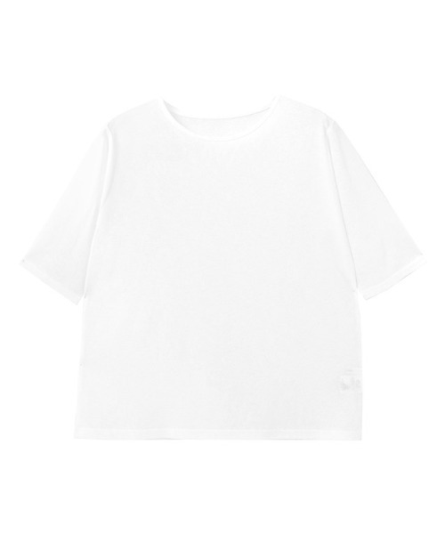 Pierrot(ピエロ)の「五分袖シアーカットソー(Tシャツ/カットソー・レディース・オフホワイト/ブラック/グレー系その他/チャコール/ベージュ系その他/ブラウン/ベビーピンク・M/L/LL)」の20枚目の写真