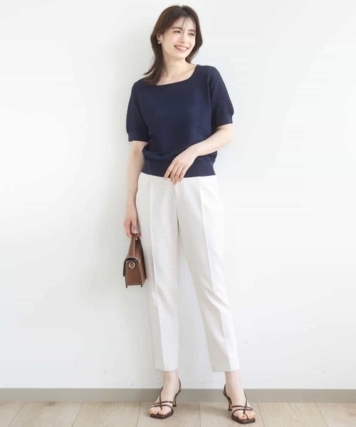 OFUON le MK(オフオンルエムケー)の「レーシー編み半袖ニット/洗える/WEB限定サイズあり(ニット/セーター・レディース・ネイビー/イエロー/ブルー/ホワイト・38/36)」の16枚目の写真