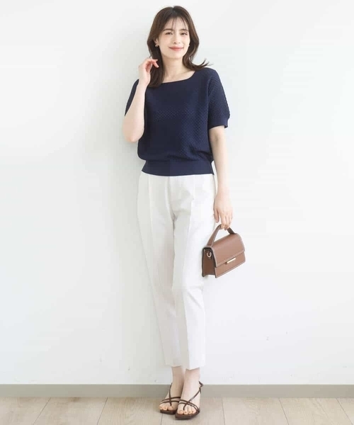 OFUON le MK(オフオンルエムケー)の「レーシー編み半袖ニット/洗える/WEB限定サイズあり(ニット/セーター・レディース・ネイビー/イエロー/ブルー/ホワイト・38/36)」の18枚目の写真