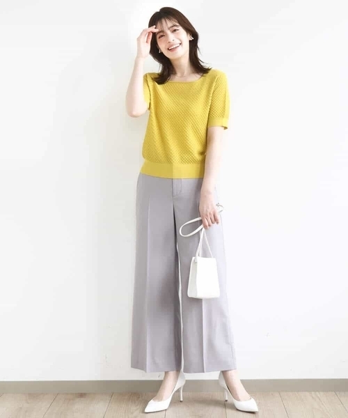 OFUON le MK(オフオンルエムケー)の「レーシー編み半袖ニット/洗える/WEB限定サイズあり(ニット/セーター・レディース・ネイビー/イエロー/ブルー/ホワイト・38/36)」の22枚目の写真