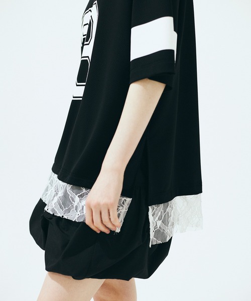 Nora Lily elle(ノラリリーエル)の「【Nora Lily】「elle」Hug Number 23 Mesh Tule Layer Tee(Tシャツ/カットソー・レディース・スカイブルー/ブラック/ピンク・FREE)」の9枚目の写真