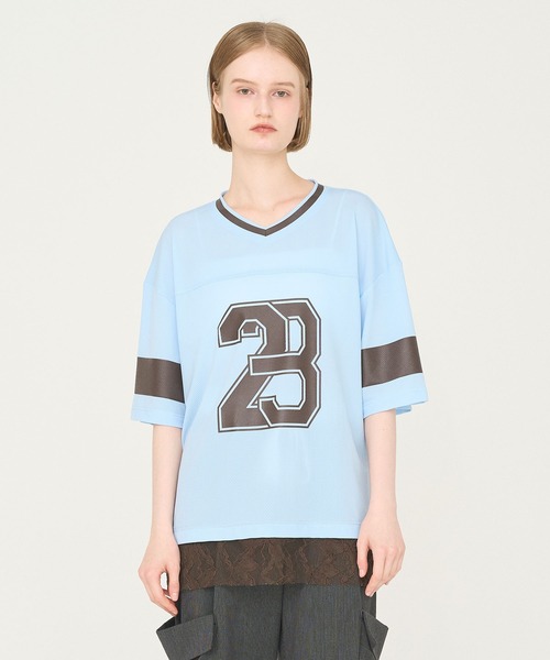 Nora Lily elle(ノラリリーエル)の「【Nora Lily】「elle」Hug Number 23 Mesh Tule Layer Tee(Tシャツ/カットソー・レディース・スカイブルー/ブラック/ピンク・FREE)」の12枚目の写真