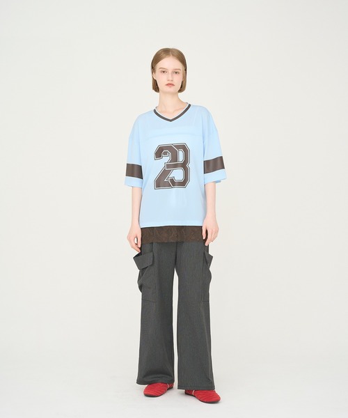 Nora Lily elle(ノラリリーエル)の「【Nora Lily】「elle」Hug Number 23 Mesh Tule Layer Tee(Tシャツ/カットソー・レディース・スカイブルー/ブラック/ピンク・FREE)」の13枚目の写真