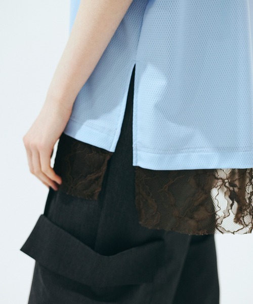 tシャツ 「Nora Lily」「elle」Hug Number 23 Mesh Tule Layer Tee レディース Nora Lily tシャツ 「Nora Lily」「elle」Hug Number 23 Mesh