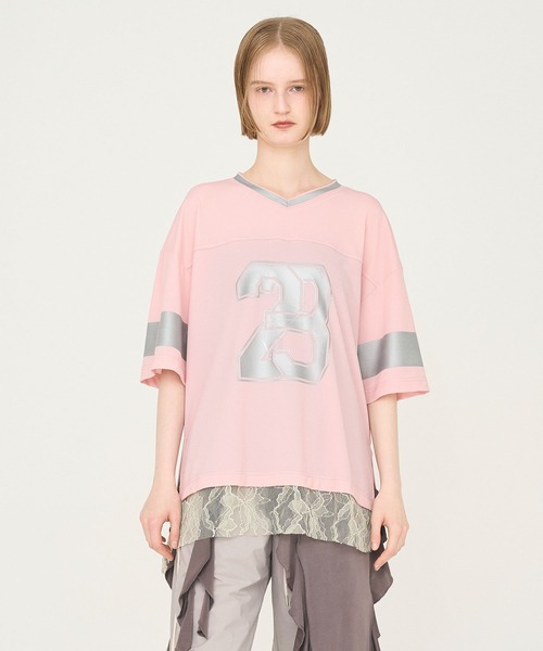 Nora Lily elle(ノラリリーエル)の「【Nora Lily】「elle」Hug Number 23 Mesh Tule Layer Tee(Tシャツ/カットソー・レディース・スカイブルー/ブラック/ピンク・FREE)」の20枚目の写真