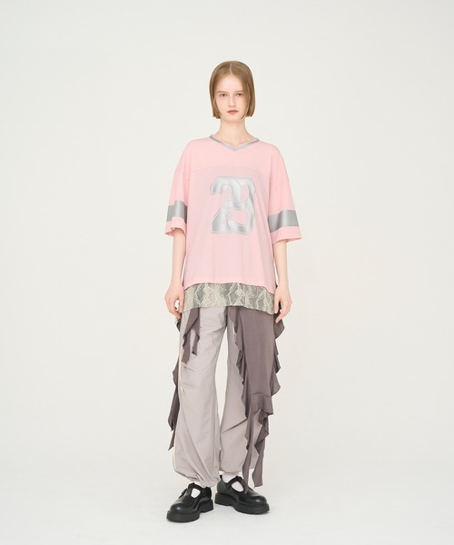 Nora Lily elle(ノラリリーエル)の「【Nora Lily】「elle」Hug Number 23 Mesh Tule Layer Tee(Tシャツ/カットソー・レディース・スカイブルー/ブラック/ピンク・FREE)」の21枚目の写真