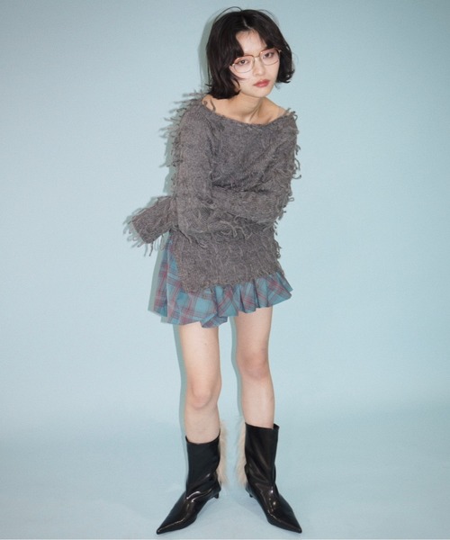 専用♡CHANEL シルキーコットンニット お首元おりぼんプリーツケープ ◇スクエアリブデザインニット（ニット/セーター） | OPAQUE