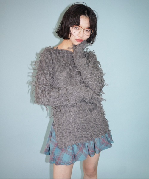 専用♡CHANEL シルキーコットンニット お首元おりぼんプリーツケープ ◇スクエアリブデザインニット（ニット/セーター） | OPAQUE