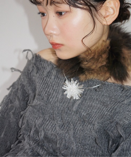 musubore(ムスボレ)の「fringe shaggy knit / フリンジシャギーニット(ニット/セーター・レディース・グレー/パープル/クリーム・FREE)」の21枚目の写真