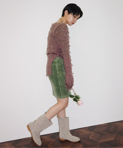 musubore(ムスボレ)の「fringe shaggy knit / フリンジシャギーニット(ニット/セーター・レディース・グレー/パープル/クリーム・FREE)」の9枚目の写真