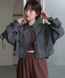 【新色追加/S.Mサイズ展開】チェックギャザーシャツ