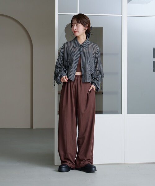 Kastane（カスタネ）の「【新色追加/S.Mサイズ展開】チェックギャザーシャツ（シャツ/ブラウス・レディース・ブルー/ブラック/ブラウン/ネイビー/ブラック系その他・SMALL/MEDIUM）」の11枚目の写真