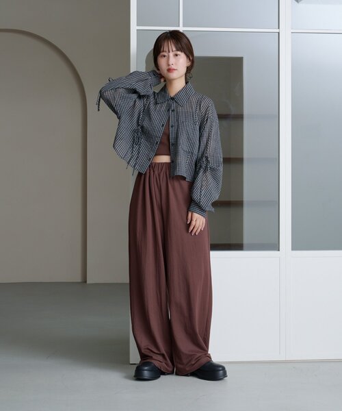 Kastane（カスタネ）の「【新色追加/S.Mサイズ展開】チェックギャザーシャツ（シャツ/ブラウス・レディース・ブルー/ブラック/ブラウン/ネイビー/ブラック系その他・SMALL/MEDIUM）」の7枚目の写真