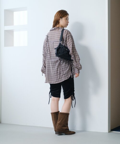 Kastane（カスタネ）の「【新色追加/S.Mサイズ展開】チェックギャザーシャツ（シャツ/ブラウス・レディース・ブルー/ブラック/ブラウン/ネイビー/ブラック系その他・SMALL/MEDIUM）」の19枚目の写真