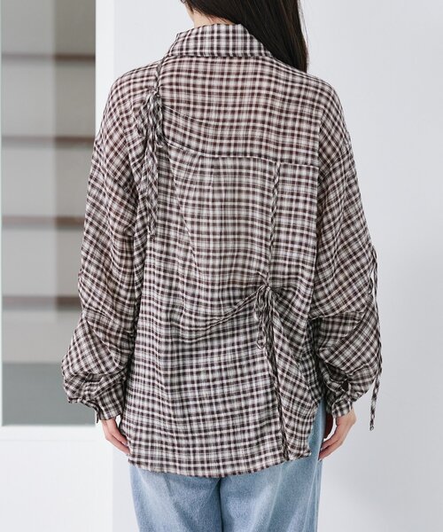 Kastane（カスタネ）の「【新色追加/S.Mサイズ展開】チェックギャザーシャツ（シャツ/ブラウス・レディース・ブルー/ブラック/ブラウン/ネイビー/ブラック系その他・SMALL/MEDIUM）」の13枚目の写真