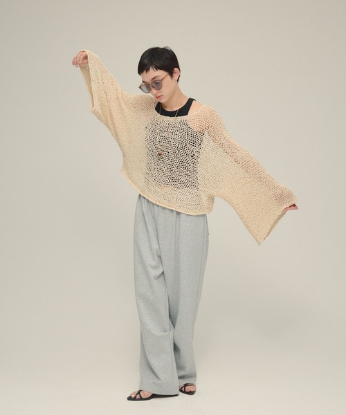 eL(エル)の「【eL】1.5G Wide Loose Pullover/496982(ニット/セーター・レディース・ネイビー/アイボリー・FREE)」の17枚目の写真