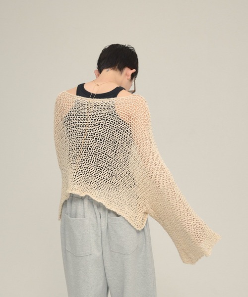 eL(エル)の「【eL】1.5G Wide Loose Pullover/496982(ニット/セーター・レディース・ネイビー/アイボリー・FREE)」の19枚目の写真