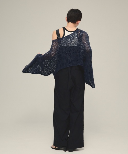 eL(エル)の「【eL】1.5G Wide Loose Pullover/496982(ニット/セーター・レディース・ネイビー/アイボリー・FREE)」の21枚目の写真