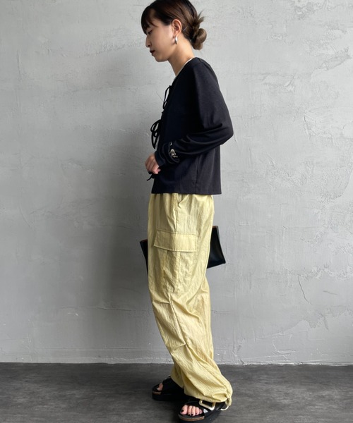 JF Ready Made（ジェイエフレディメイド）の「[Jf Ready Made/ジェイエフレディメイド] 強撚フライス 2WAY リボンカーディガン（カーディガン/ボレロ・レディース・グレー/イエロー/ブラック/ホワイト・F）」の7枚目の写真