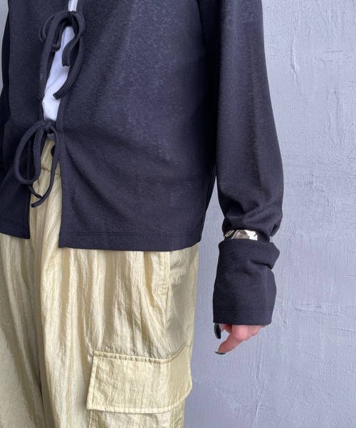 JF Ready Made（ジェイエフレディメイド）の「[Jf Ready Made/ジェイエフレディメイド] 強撚フライス 2WAY リボンカーディガン（カーディガン/ボレロ・レディース・グレー/イエロー/ブラック/ホワイト・F）」の10枚目の写真