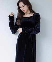 SENEE（セニー）の「velour ribbon one-piece（ベロアリボンワンピース）（ワンピース）」