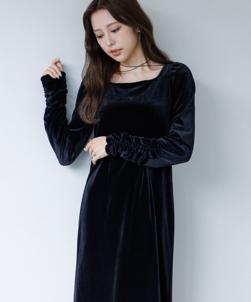 velour ribbon one-piece（ベロアリボンワンピース）（ワンピース