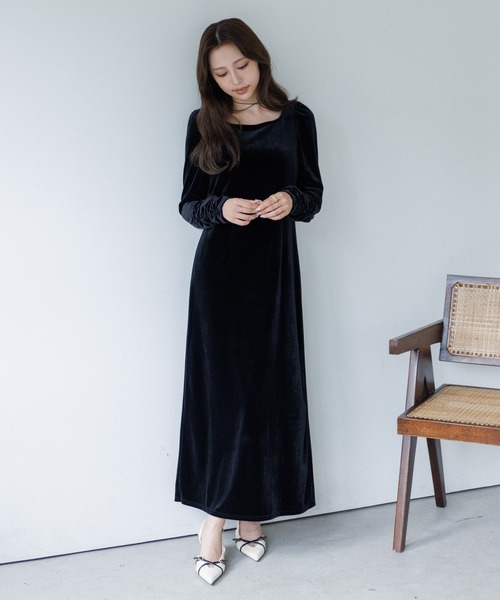 velour ribbon one-piece（ベロアリボンワンピース）（ワンピース