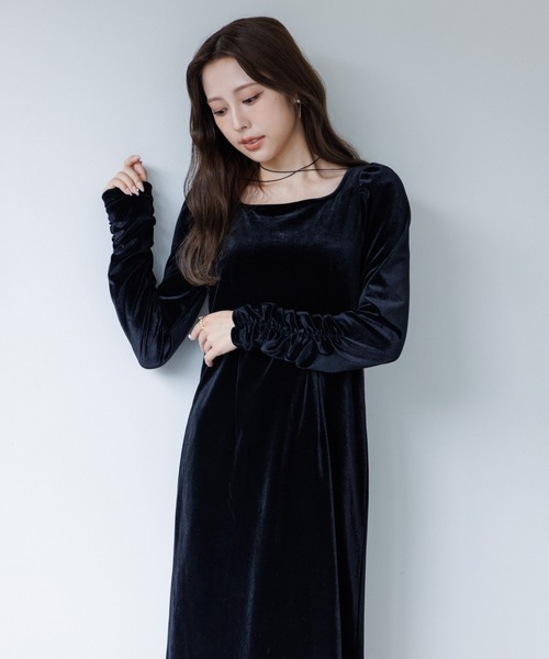 velour ribbon one-piece（ベロアリボンワンピース）（ワンピース