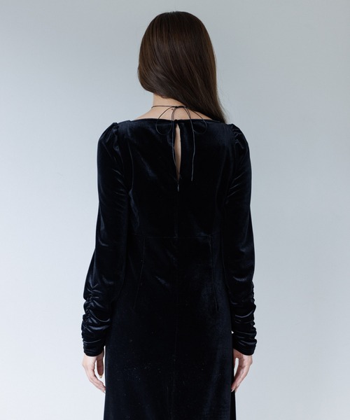 SENEE（セニー）の「velour ribbon one-piece（ベロアリボンワンピース