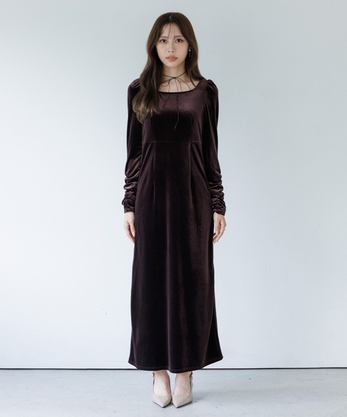 velour ribbon one-piece（ベロアリボンワンピース）（ワンピース